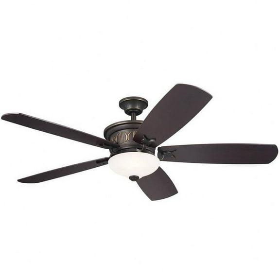 5 Blade Ceiling Fan with Light Kit in Traditional Style-16 inches Tall and 56 inches Wide-Olde Bronze/Gold Finish-Walnut Blade Color Bailey Street