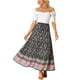 thumbnail image 2 of Faldas Boho para Mujeres INSPIRE CHIC con Estampado Floral, Faldas Maxi Casuales de Cintura Elástica para Primavera Verano, Talla XS, Azul Marino, 2 of 6