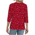 thumbnail image 5 of JTZGDY Henley Shirts for Women Vintage Floral Printed Half Button V Neck Summer 3/4 Lenght Sleeve Graphic Tunic Tees Blouse Loose Flowy Tshirt Tops Red XXXL, 5 of 7
