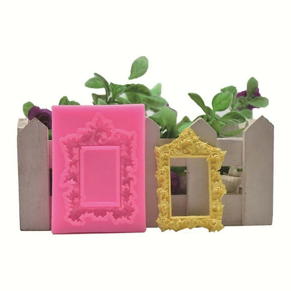 1 Piece Pink Picture Frames Silicone Mold for Cake Decorating Sugar Gum Paste Chocolate Cookies Resin Polymer Clay