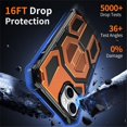 thumbnail image 3 of For iPhone 15 Case [Compatible With MagSafe], Hidden Metal Kickstand, Military-Grade Heavy Duty Case with Bumper Frame, 360° Full Body Shockproof Protection Cover,Orange,For iPhone 15, 3 of 7