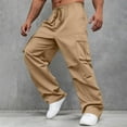 thumbnail image 4 of Zimjoy Mens Cargo Work Pants Big and Tall Drawstring Elastic Mens Sweatpants Comfy Athletic Pant Cool Cotton Lightweight Hiking Pants Men with Multi-Pockets, Earthy Yellow M, 4 of 6