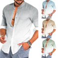thumbnail image 2 of Men Casual Loose Gradient Shirt Long Sleeve Loose Blouse Button Down Shirts Tops, 2 of 8