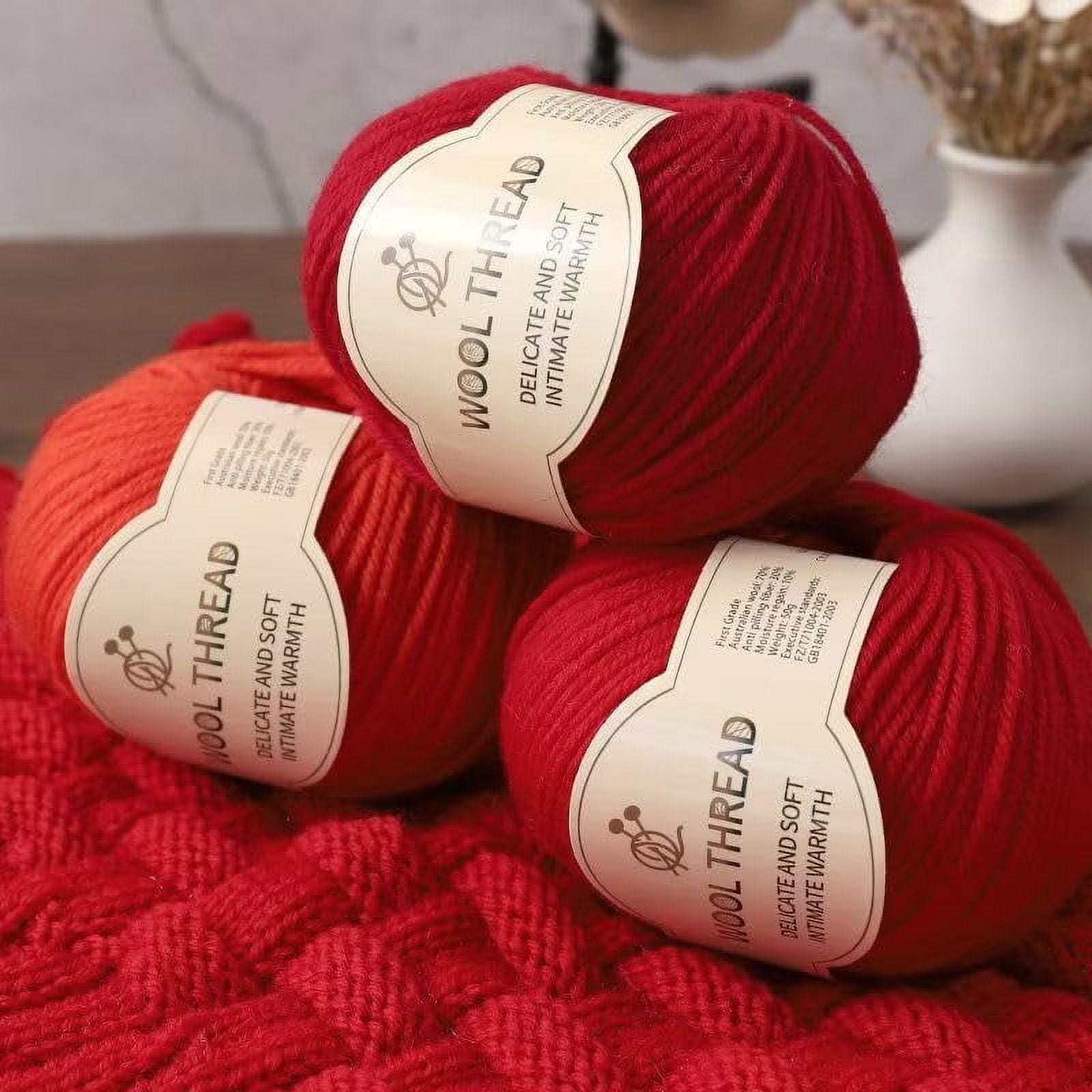 FENG4 Groups Australian Wool Yarn 4 ply of Medium Thick Hand Knit Non-Pilling Wool Blend Soft Yarn for Hand Knitting & Crocheting (Purple)-240810