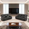 thumbnail image 2 of Gewnee Black 2-Piece Living Room Recliner Sofa Set,Air Leather Upholstery with Console & Cup Holders, 2 of 16