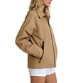thumbnail image 5 of TEAJOPSUU Women's Collared Zip Up Jackets Long Sleeve Jackets with Side Zipper Pockets Loose Fit Casual Fall Jackets Blouses Khaki, 5 of 6