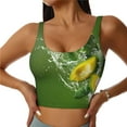thumbnail image 2 of Haiem Friut Avocado Pattern Womens Sports Bra - U Neck Padded Low Impact Yoga Bra Workout Crop Top Gym Moisture-Wicking Workout Vest -, 2 of 9