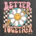 thumbnail image 6 of Wild Bobby Retro Better Together Daisy Smiley Face Checkered Background Vintage Men Long Sleeve Shirt, Heather Black, Medium, 6 of 6