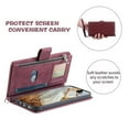thumbnail image 4 of Case For Samsung Galaxy A17 5G Checkered With 6-card Slots Holder Kickstand Wrist Strap Lanyard Zipper PU Leather Flip Wallet Case,Wine red,For Galaxy A17 5G, 4 of 6