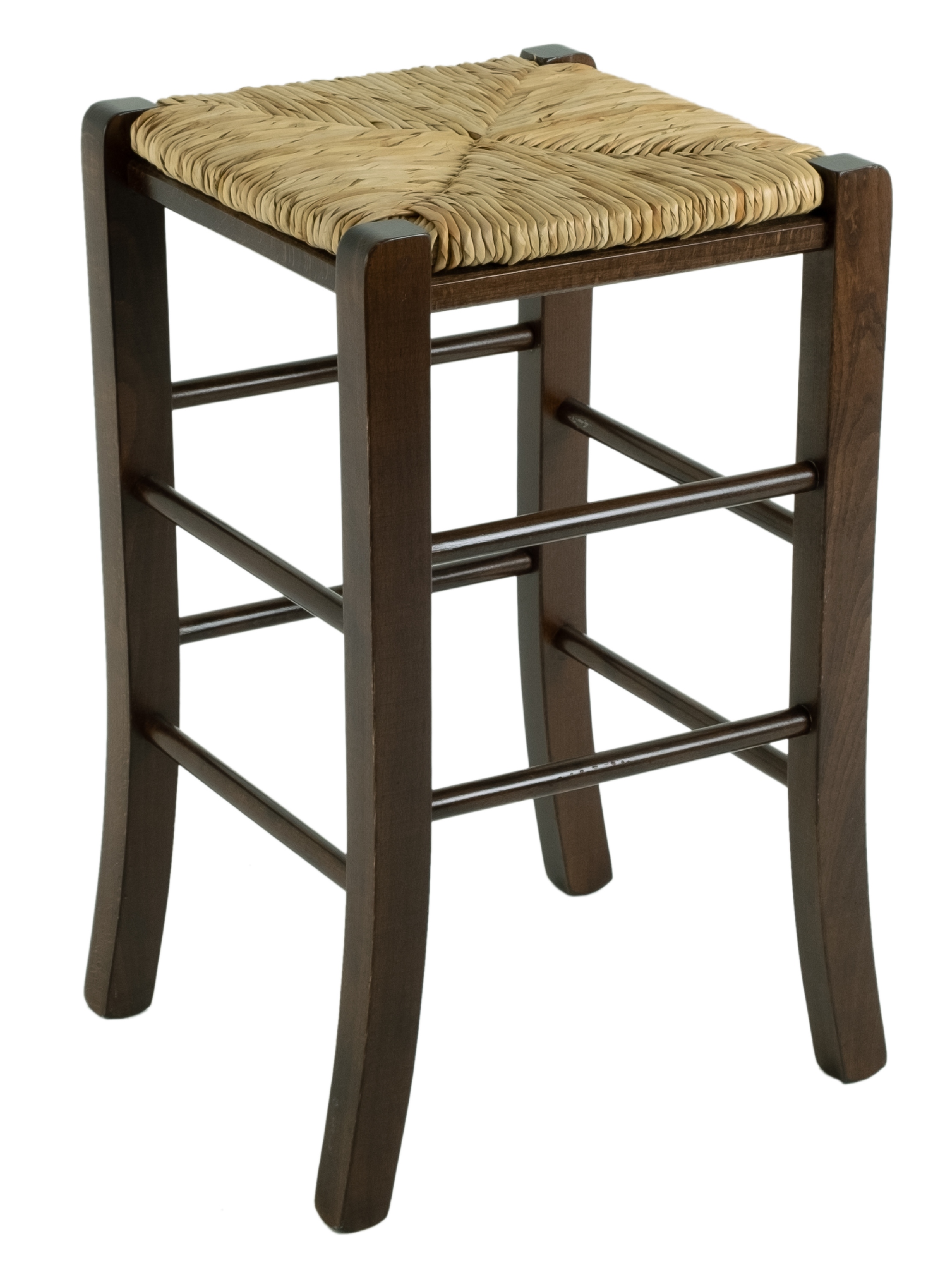 Linon Ivica 24.4" Backless Counter Stools, Set of 2, Dark Walnut with Handwoven Rush Seat