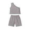 thumbnail image 2 of Esaierr Girls 2Pcs Summer Outfits Clothes Set for Newborn Baby,Toddler Sleeveless Vest One-Shoulder Shirt Top+Shorts Set Kids Vest Shorts Two-Piece Set ,Size 9M-4Years, 2 of 9