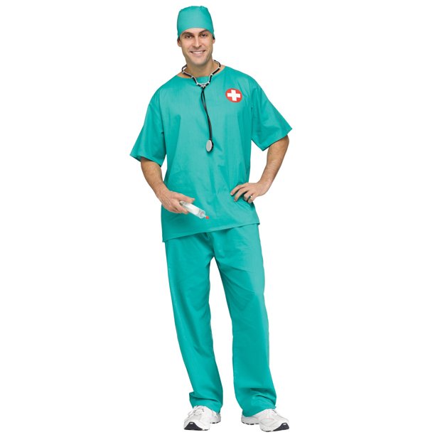Teal Surgeon Scrubs Doctor Nurse Uniform Adult Mens Halloween Costume