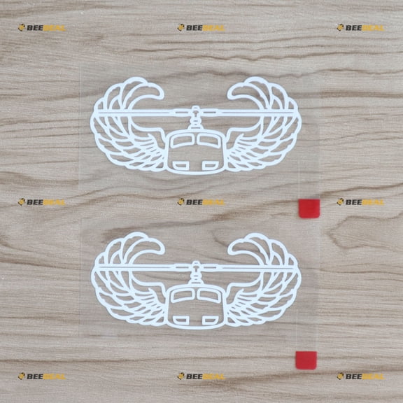 2X White 4" Air Assault Badge Decal Sticker Army Paratrooper Wings Car Vinyl no bkgrd