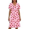 thumbnail image 5 of Jamicy Sleep Dress for Women Zipper Robes Short Sleevele Bathrobes Lightweight Knee Length Housecoat with Pockets Nightgown Soft Pajama Dress, 5 of 6