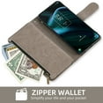thumbnail image 4 of Compatible with TCL Stylus 5G 2022 Wallet Phone Case and Tempered Glass Screen Protector Flower Faux Leather Flip Credit Card Holder Stand Zipper Cell Cover for TLC Stylo G5 6.81 T779W Women Grey, 4 of 8