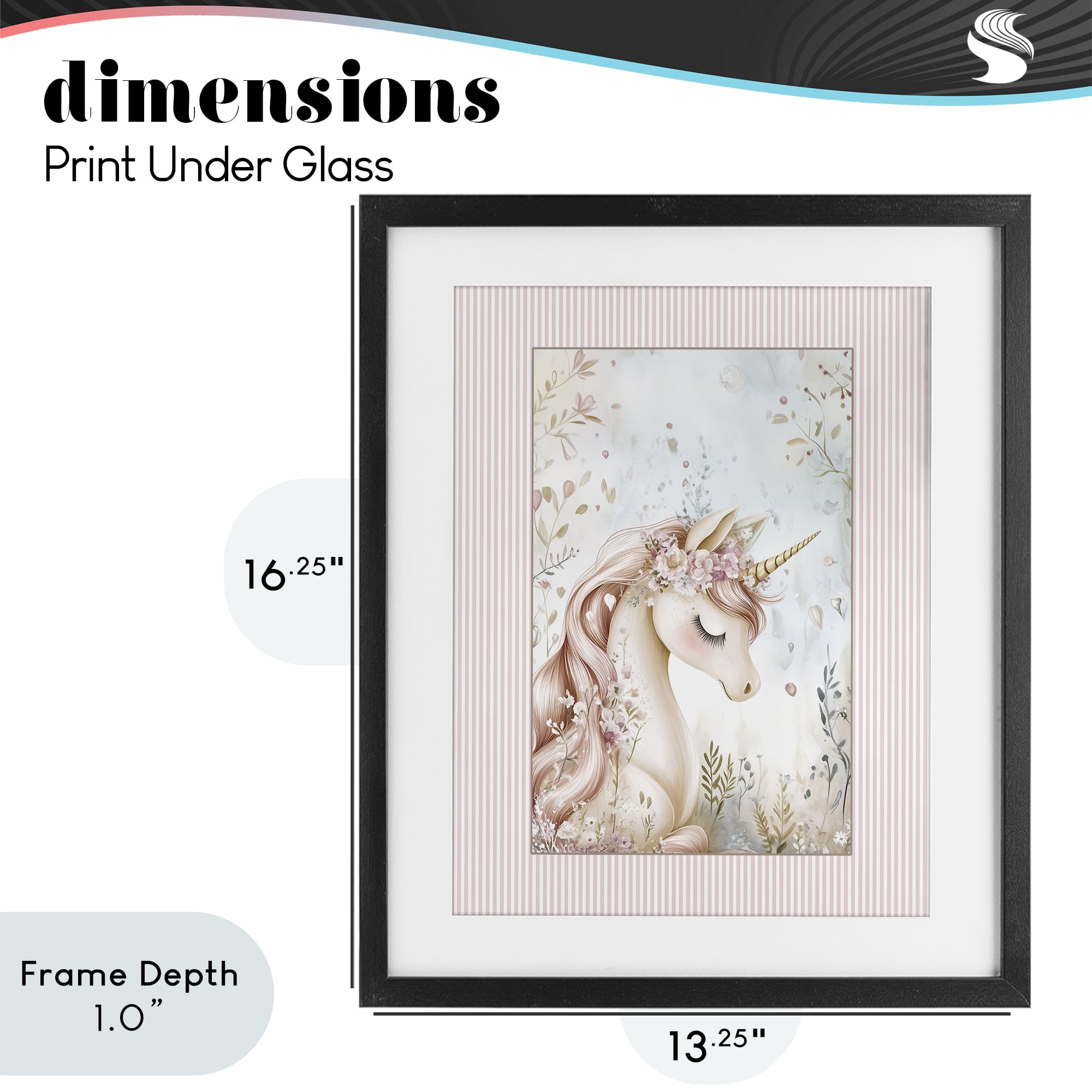 Stupell Industries Enchanted Dreams Unicorn Black Framed Print Under Glass, design by Christine Simpson Art