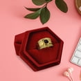 thumbnail image 3 of Cheers US Golden Ring with Hexagon Velvet Double Slots Ring Heirlooms Box Engagement Ring Box Velvet Jewelry Ring Box Engagement Wedding Box Keepsake Box Bridal Photo Ring, 3 of 7