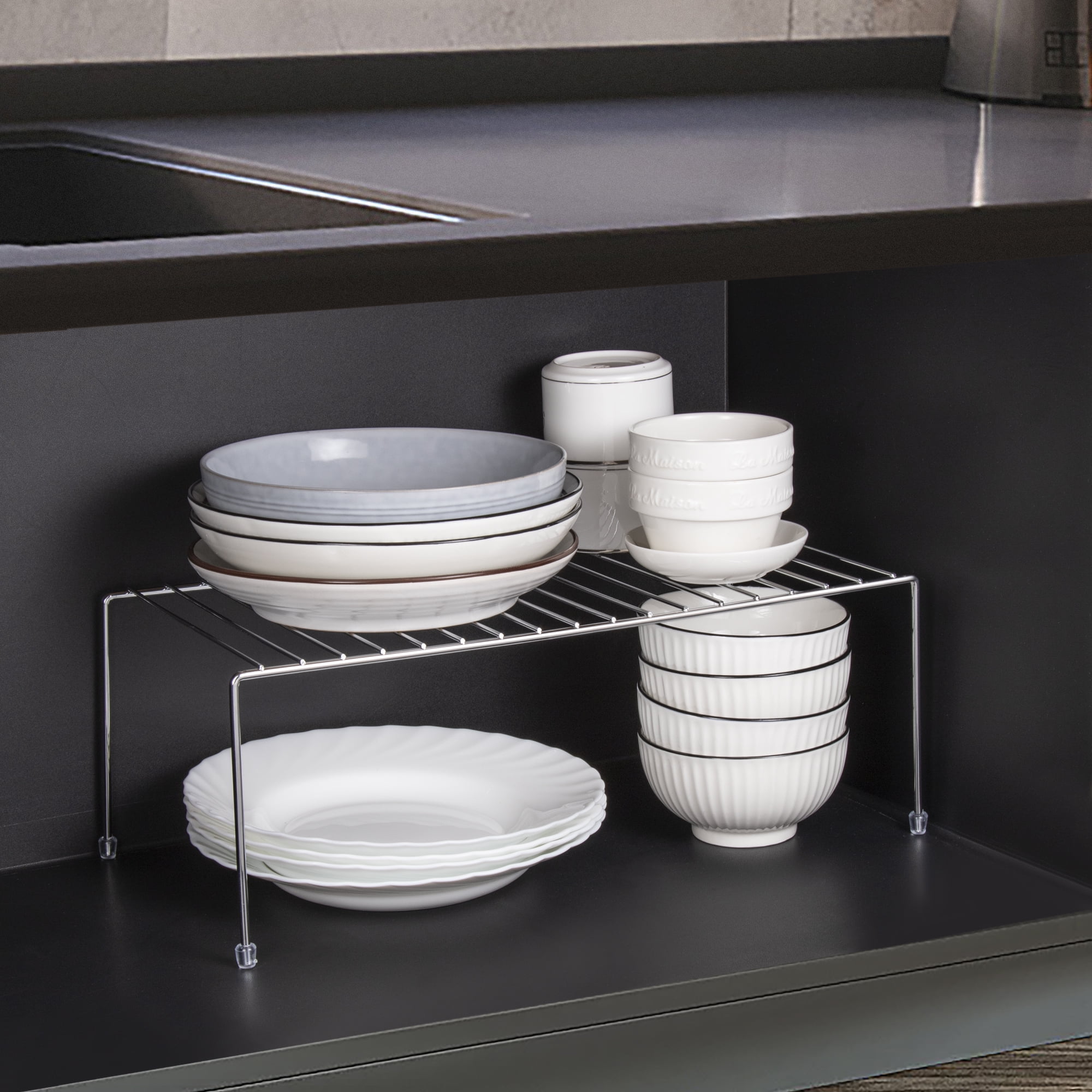 ROFAY Wire Rack Kitchen Food Storage Cabinet Shelf Organizer, Chrome, 4 Pack