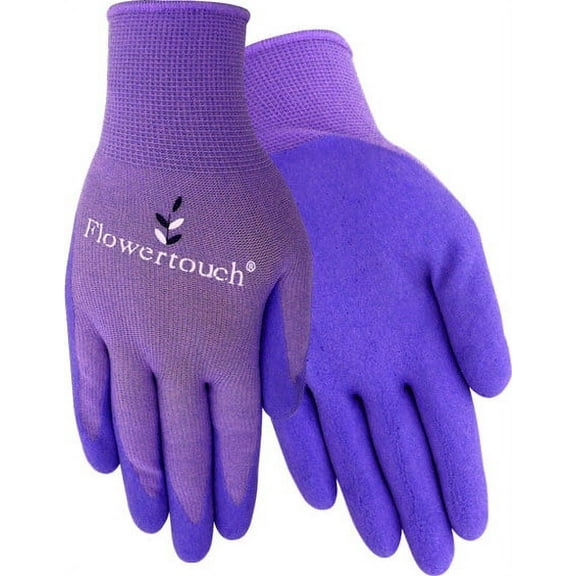Red Steer A207-S Womens Flowertouch Foam Latex Palm Dipped Glove, Purple, Small