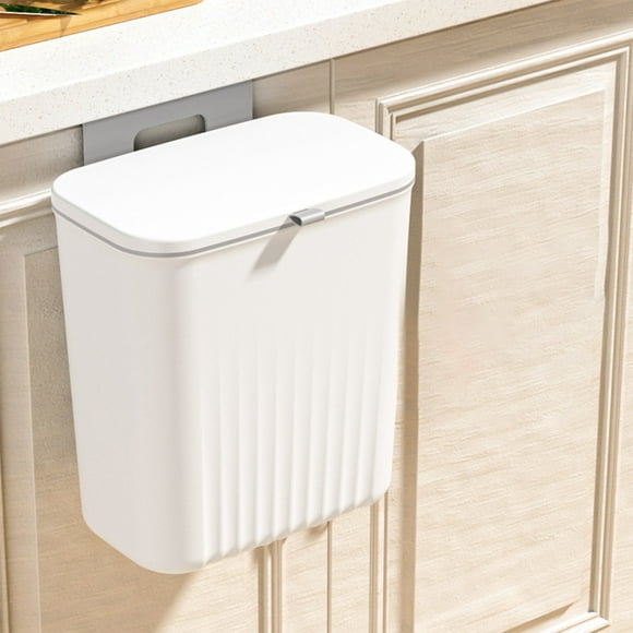 LSLJS Hanging Trash Can With Lid, Kitchen Cabinet Door Hanging Trash Can Cover Cabinet Trash Can Door Hanging Trash Can Under Sink Door Trash Can RV Bathroom (White), Kitchen Trash Can on Clearance