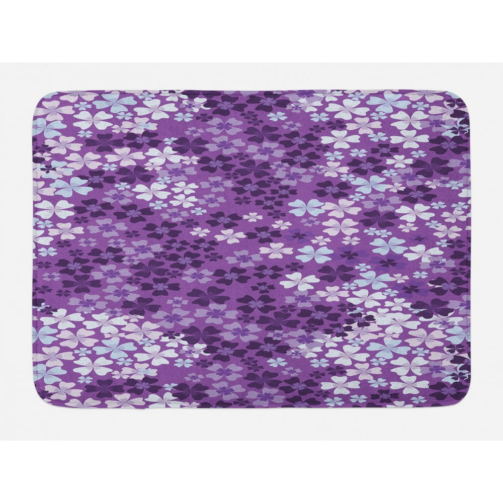 Flower Bath Mat, Lilac Flowers Blossoms in Spring Romantic Stylish