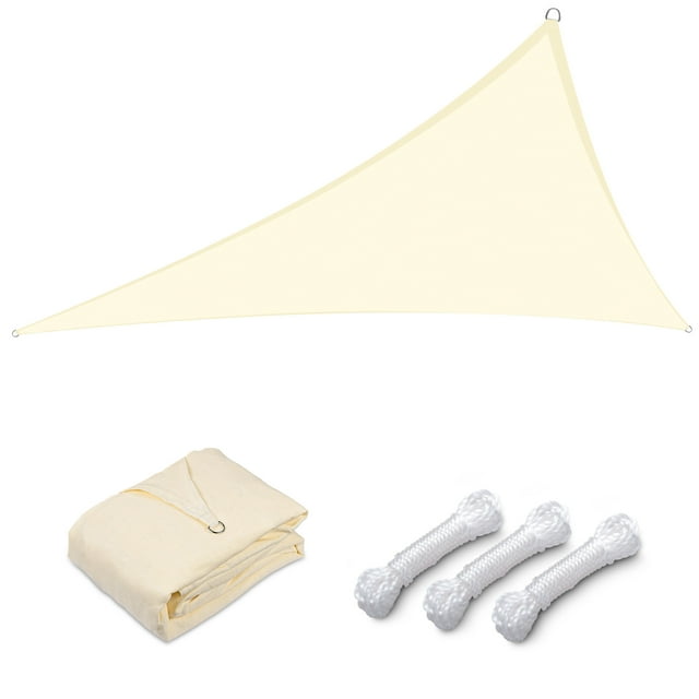 Yescom 7FT 97% UV Block Triangle Sun Shade Sail Decor Patio Pool Garden Yard Lawn Carport Cover Net Awning Off White