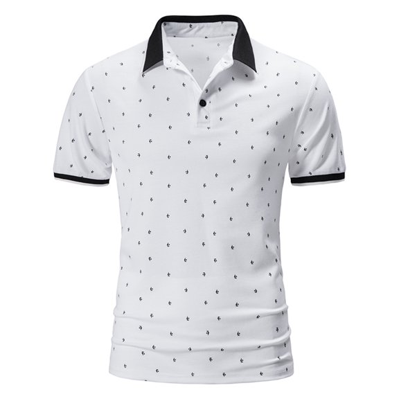 JAJAHO Polo Shirts For Men Polka Dot Summer Cotton Short Sleeve Golf Polos Wicking Performance Workout Comfy Tops