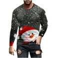 thumbnail image 2 of Blusas y camisas de manga larga y cuello redondo para hombre, informales, a la moda, con estampado navideño, cuello redondo, blusas de licra de manga larga para hombre., 2 of 5