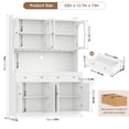 thumbnail image 3 of Homfa 73" Kitchen Pantry with Glass Doors, Freestanding Kitchen Cupboard with 2 Drawers & Microwave Hutch, Wood Storage Cabinet for Dining Living Room, White, 3 of 7