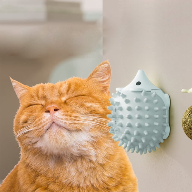 Fiudx Juguete de Erizo para Gatos, con Hierba Gatera para Entretenerse, Diseño Interactivo, Diversión Duradera, Material Seguro, Pequeños Agujeros Redondos para Disfrutar, Fácil de Limpiar, Verde/Azu