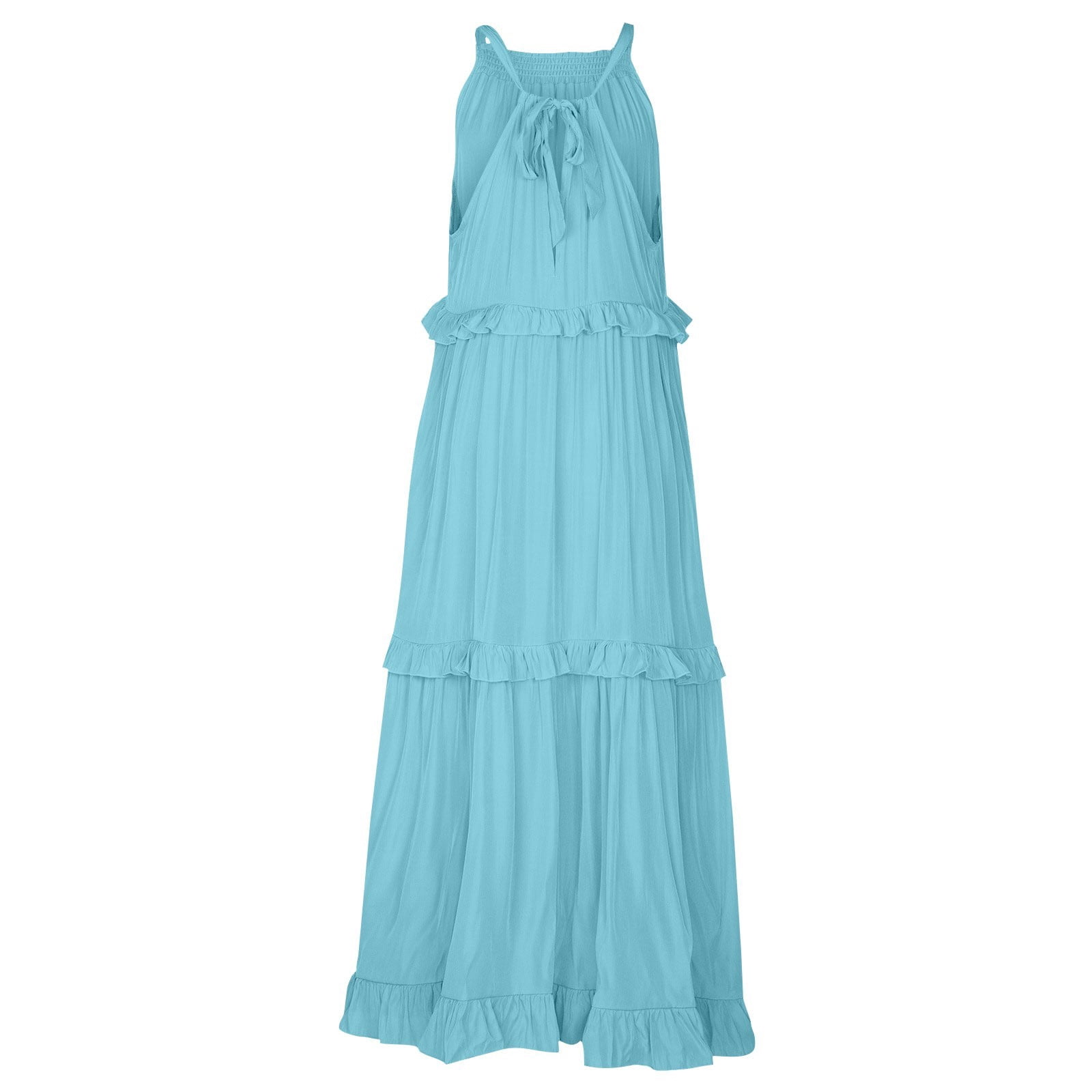 light blue ruffle maxi dress Petal & Pup Women's Belle Maxi Dress