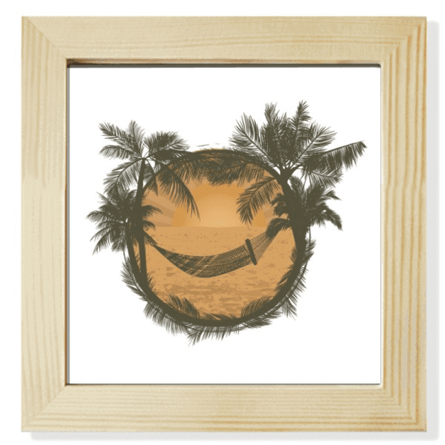 Coconut Tree Cloud Hamac Plage Carré Cadre Photo Mur Affichage de Table