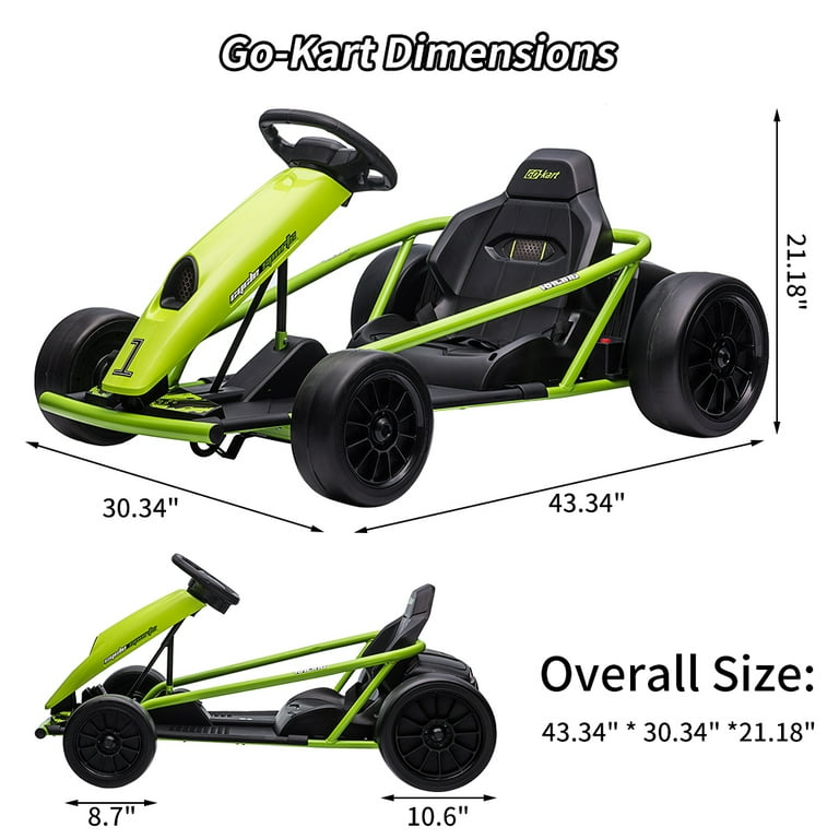 Ride on Go Kart for Kids, 24V 9Ah Battery 300W*2 Motors