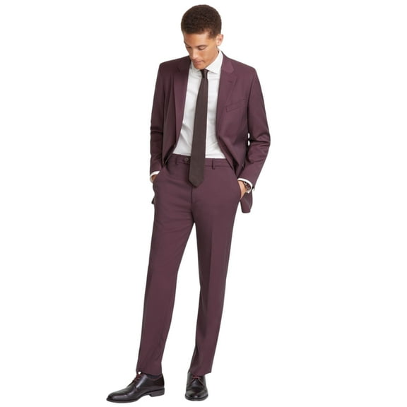 Nautica Mens Modern fit 2 Piece Suit 50 R / 45 Waist Burgundy Red Stretch