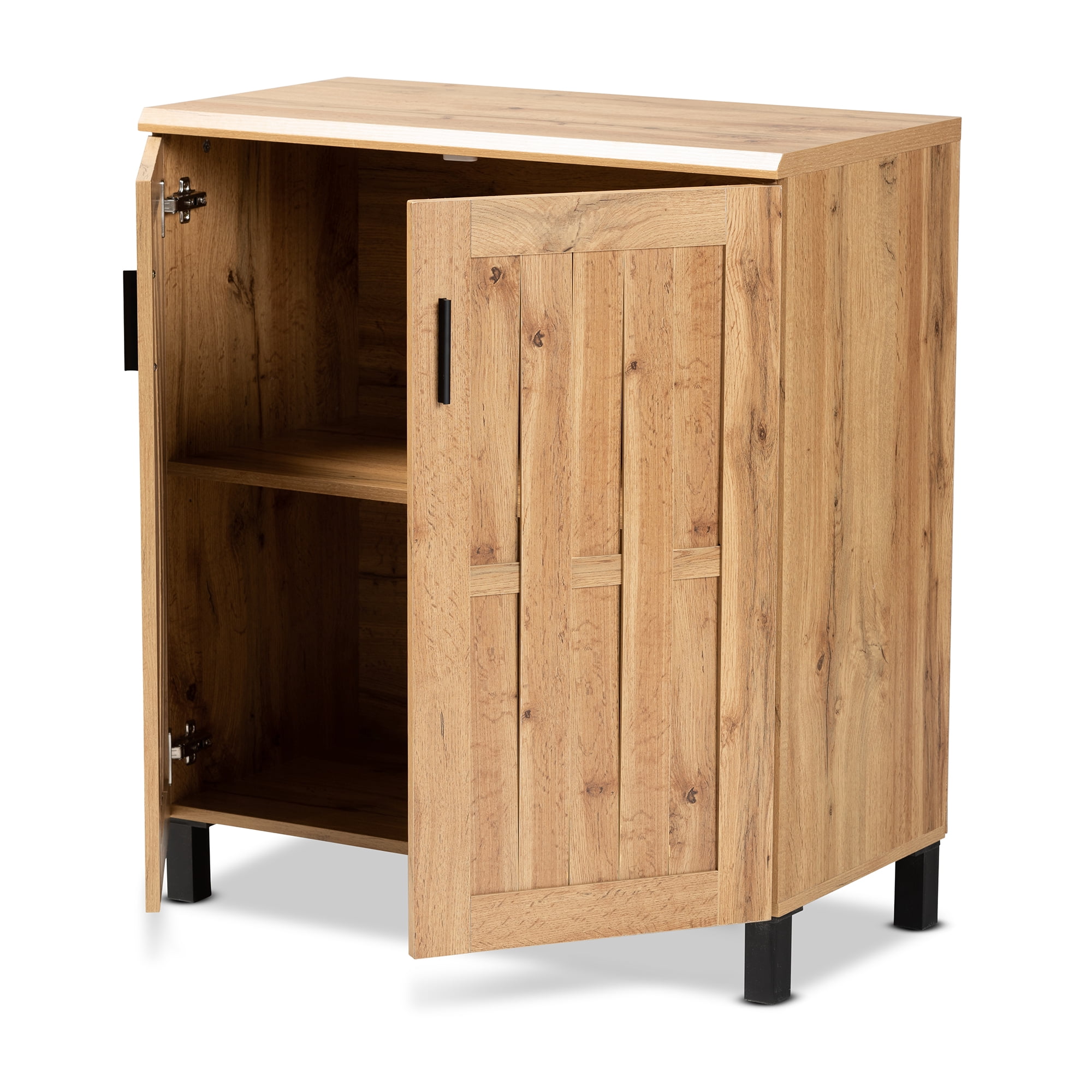 Baxton Studio Excel Modern and Contemporary Oak Brown Finished Wood 2-Door Storage Cabinet