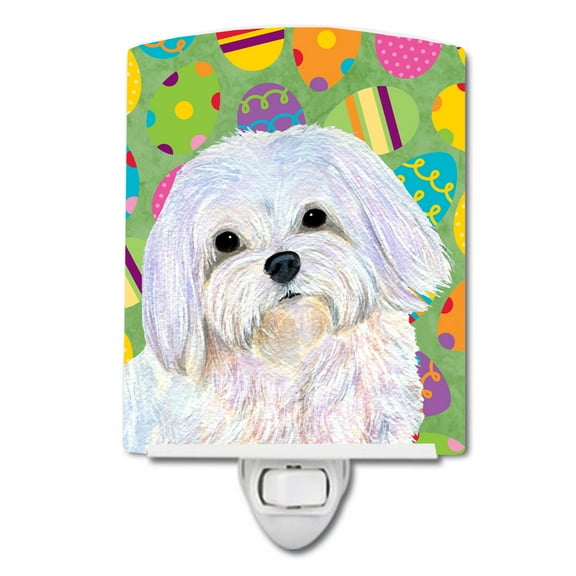 Caroline's Treasures SS4827CNL Maltese Easter Eggtravaganza Ceramic Night Light, 6x4x3", multicolor