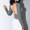 thumbnail image 4 of AherBiu Hauts pour Femmes Manches Longues Ajustés Basiques d'Automne Tee Tops Extensibles Confortables Col Rond Chaud Couches Chemises, 4 of 5