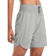 thumbnail image 2 of BALEAF Women's 7" Long Running Shorts Athletic Workout Gym Quick Dry Hiking Shorts High Waisted Zipper Pocket Gray XXL, 2 of 6