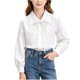 thumbnail image 1 of Odeerbi Camisa de Vestido de Algodón Para Niñas Peter Pan Collar Ruffle Camisas de Uniforme Escolar de Manga Larga, 1 of 6