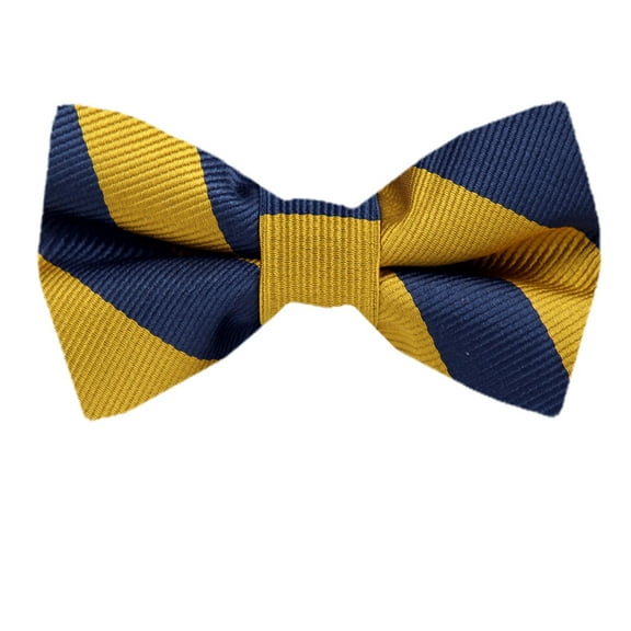 Boys College Striped Pre-Tied Bow Tie Gold Navy