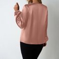 thumbnail image 6 of MIXUE Women Blouses Silk Satin Solid Color V Neck Hollow Long Sleeve Casual Elegant Stylish Womens Summer Tops Sportwear,Pink,M, 6 of 6