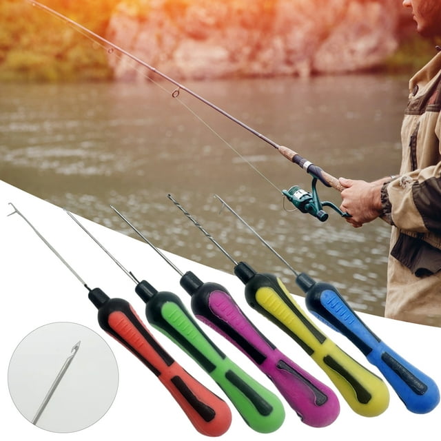 5Pcs Baiting Needles Crochet Hooks Set Non-Slip Handle Design Grip Rigging Needles Carp Fishing Tackle Kit