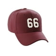 thumbnail image 2 of Daxton Structured Baseball Hat Cap Curved Visor Custom Team Number - Burgundy Hat,White 66, 2 of 3