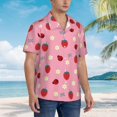 thumbnail image 2 of Cauagu Strawberry and Ladybugs Print Hawaiian Shirt for Men,Casual Short Sleeve Button Down Shirts Summer Beach Men's Regular-Fit Short-Sleeve Print Shirt -Medium, 2 of 6