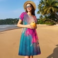 thumbnail image 4 of Logiee Colorful Lightbulb Abstract Print Womens Summer Dress,Casual Short Sleeve Sundresses,Beach A-line Shift Dress with Pockets, 4 of 6