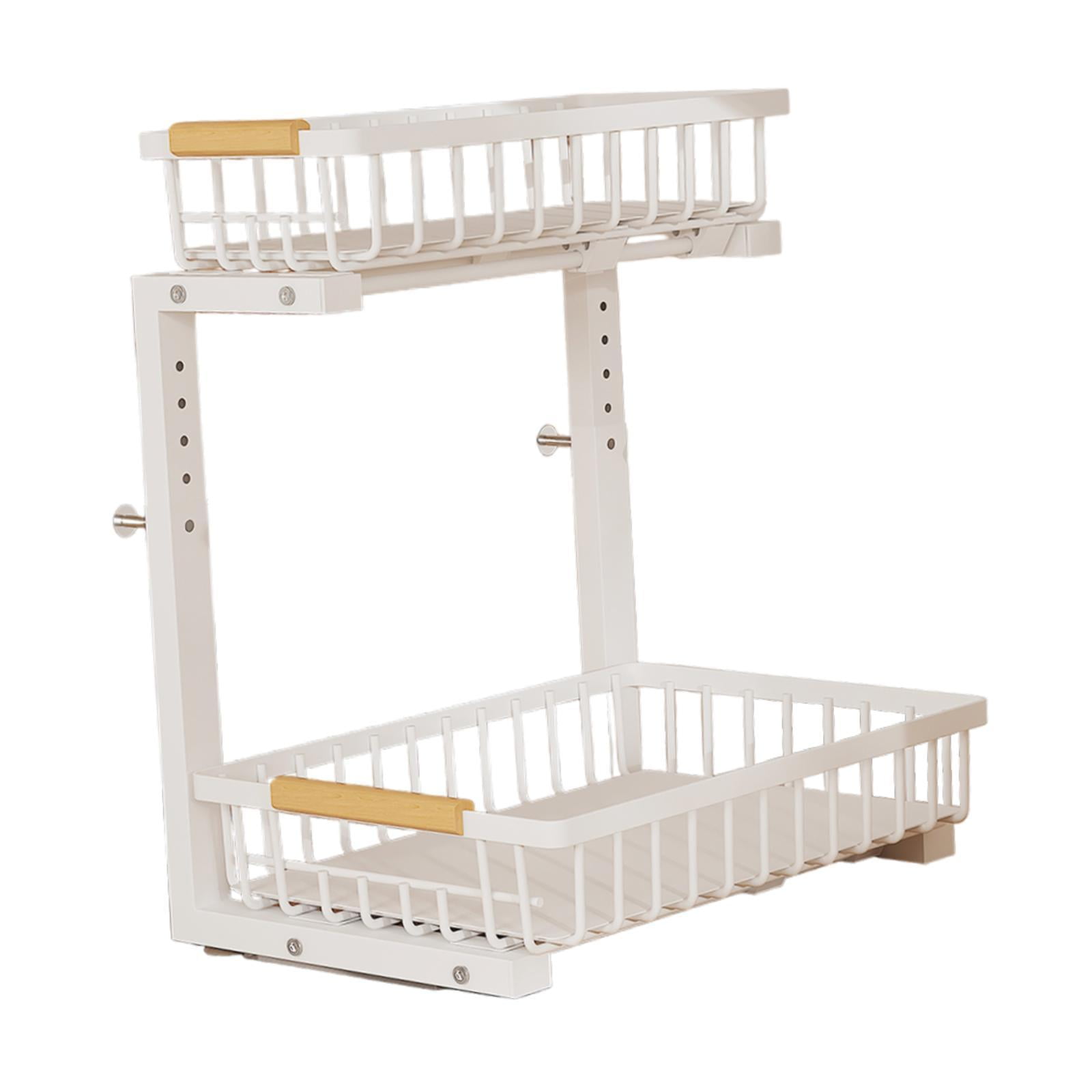 Fiocias Under Sink Organizer Office Storage Rack Bathroom Pull Out Cabinet Organizer White 1