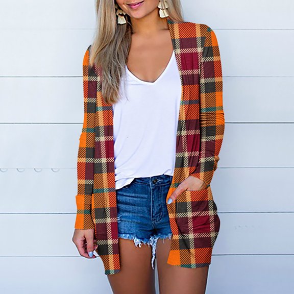 SDJMa Fashion Woman Long Sleeve T-Shirt Autumn Open Front Christmas Cardigan Loose Outerwear Printing Blouse Coat Pockets Tops