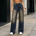 thumbnail image 2 of Njagoc3 Jeans for Women Baggy Wide Leg Womens Jeans Elastic Waist Low Mid Rise Denim Pants with Pockets, 2 of 6