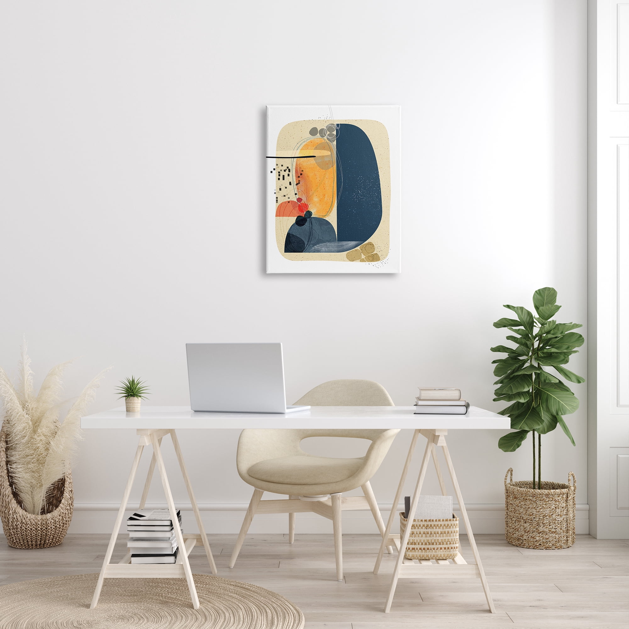 Stupell Industries Retro Circular Shape Abstraction Mid-Century Modern Arrangement Abstract Painting Gallery Wrapped Canvas Print Wall Art, 24 x 30