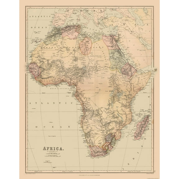 Historic Map - Africa - Bartholomew 1867 - 23 x 29.29 - Vintage Wall Art